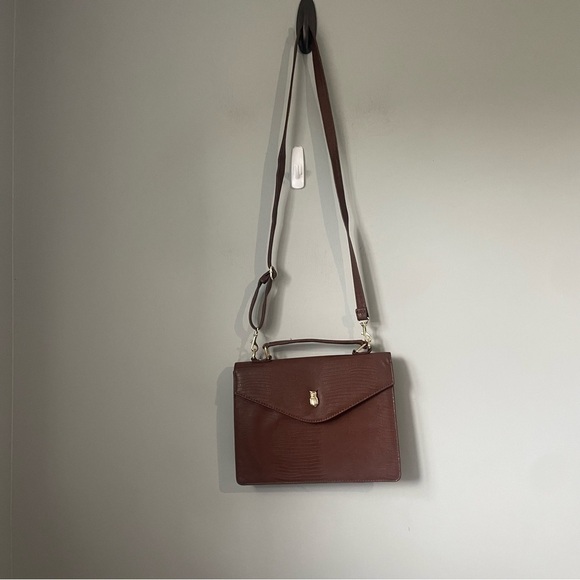 DEENA & OZZY vintage crossbody bag brown with gold owl detail - Picture 3 of 8